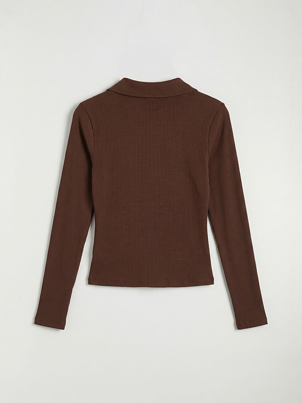 Kahverengi Polo Yaka Kadın Body-1