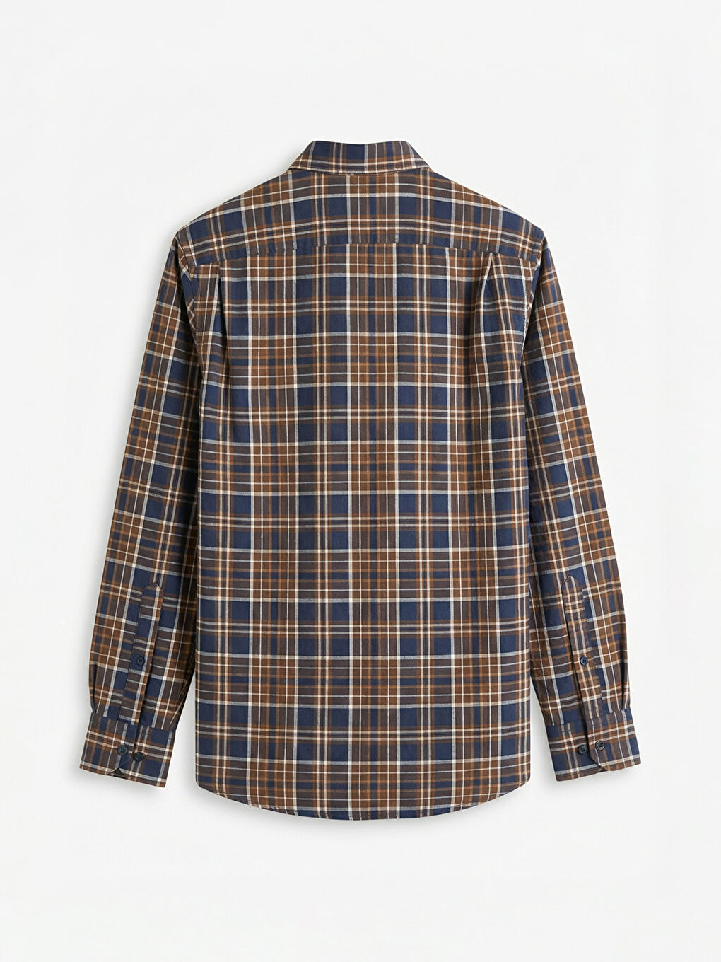 Kahverengi Regular Fit Ekose Desenli Gabardin Erkek Gömlek	-1