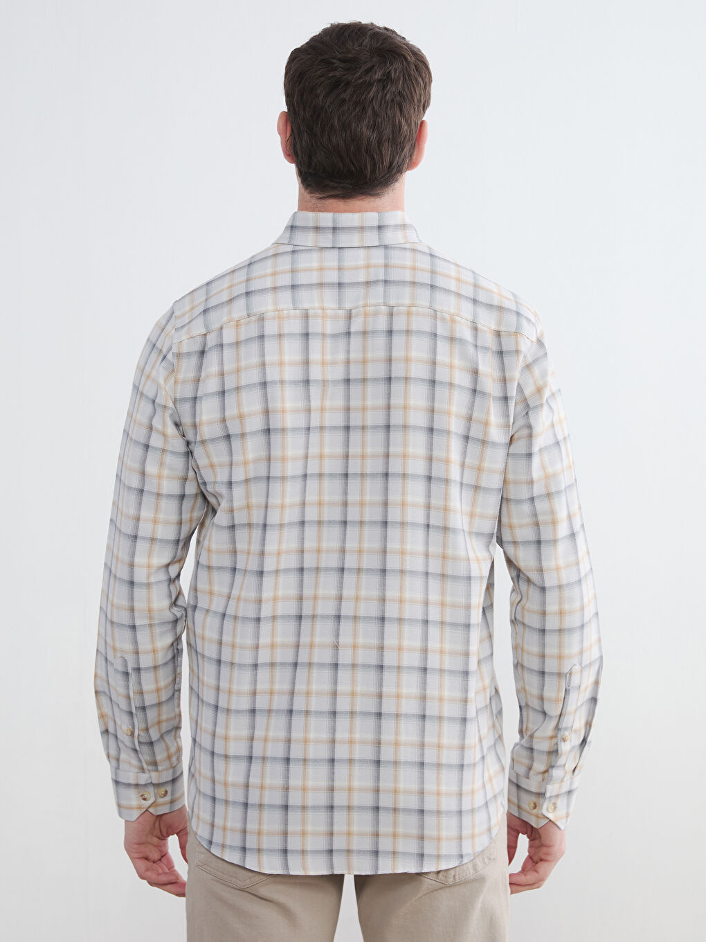 Gri Regular Fit Ekose Erkek Gömlek-3