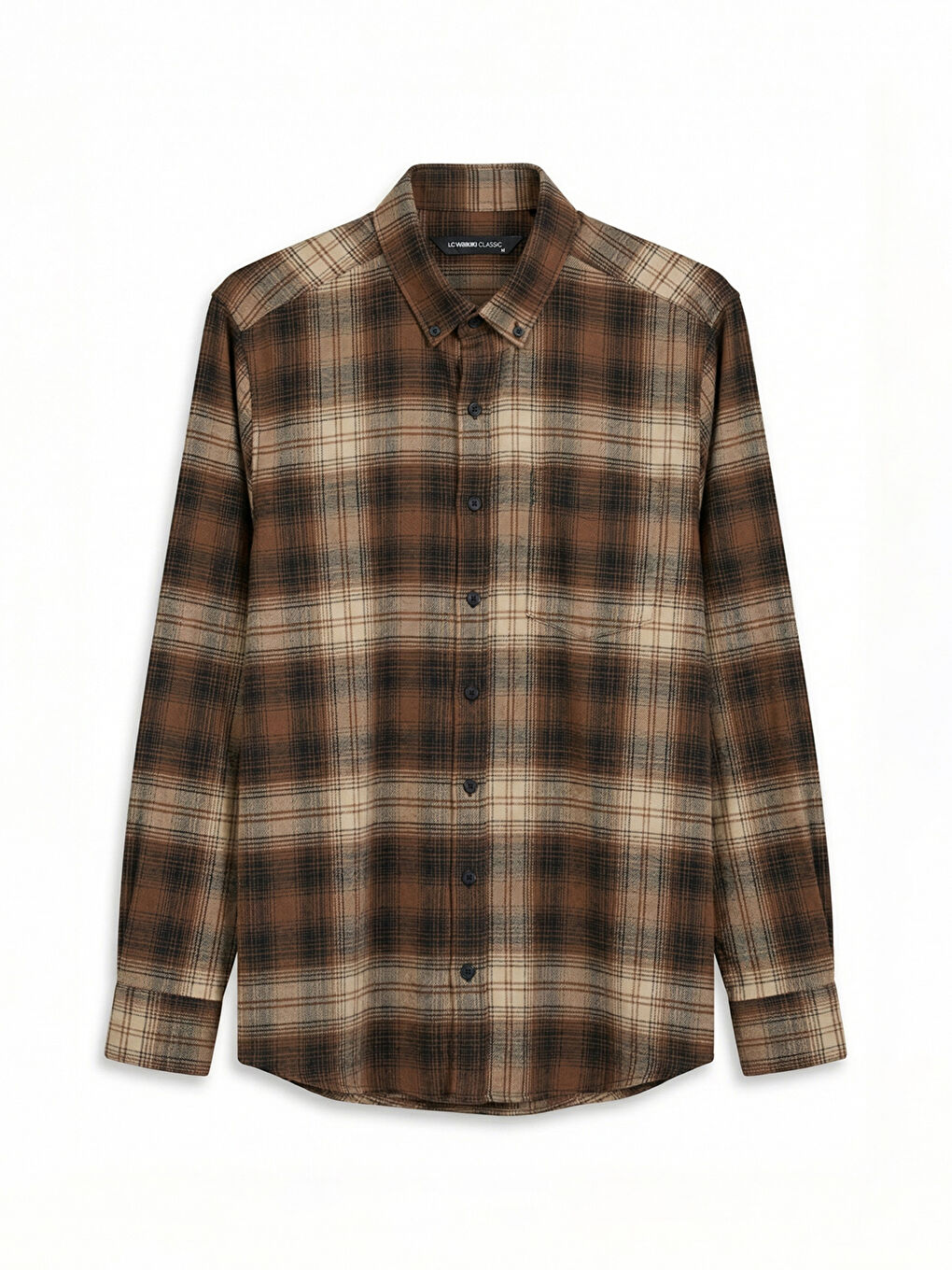 Kahverengi Regular Fit Ekose Erkek Gömlek