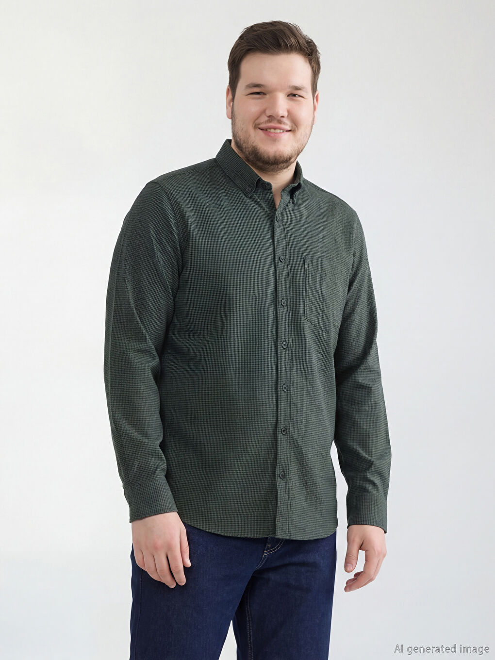 Haki Regular Fit Desenli Erkek Gömlek-1