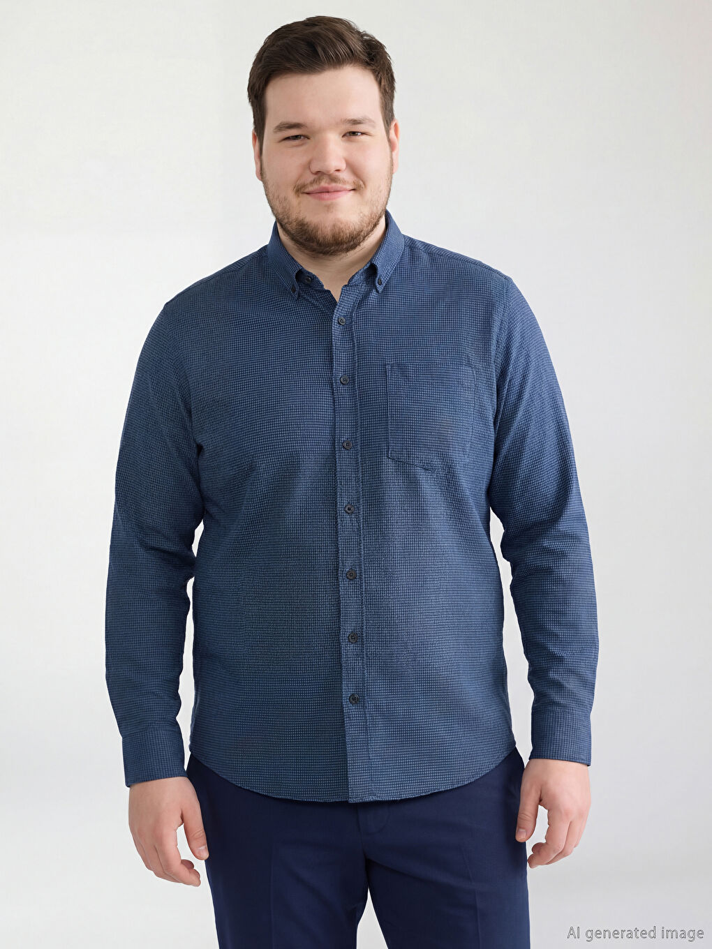 Lacivert Regular Fit Desenli Erkek Gömlek-1