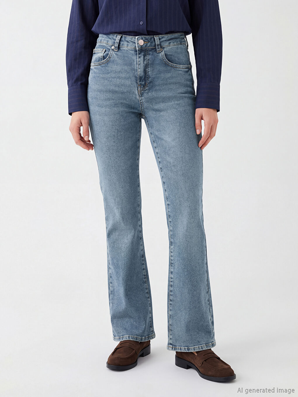 İndigo Flare Kadın Jean Pantolon	-1