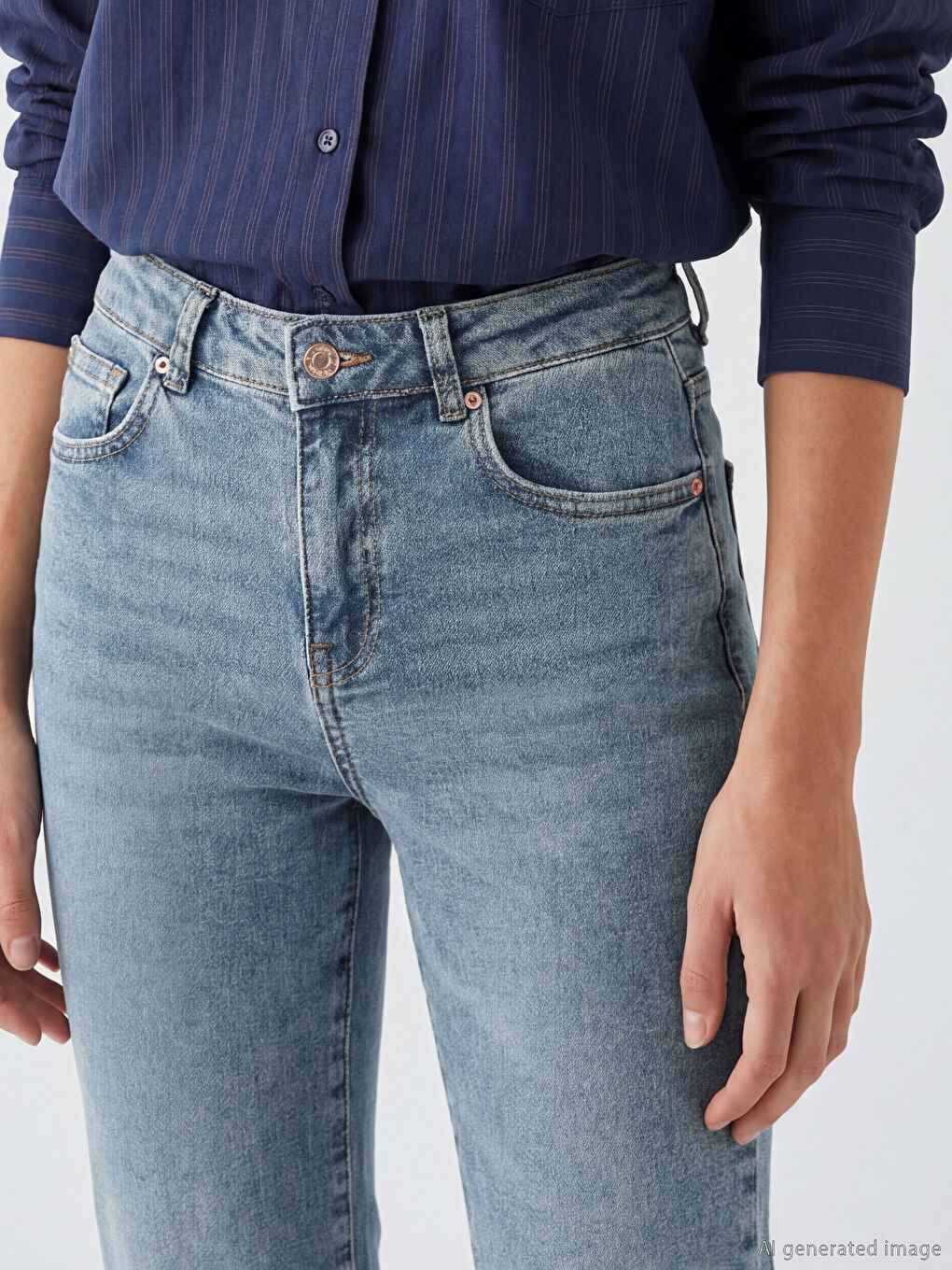 İndigo Flare Kadın Jean Pantolon	-2