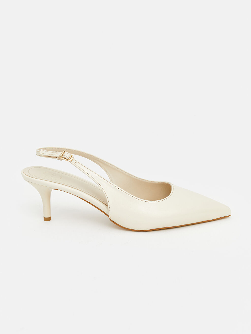 Bej Sivri Burun Kadın Topuklu Ayakkabı-1