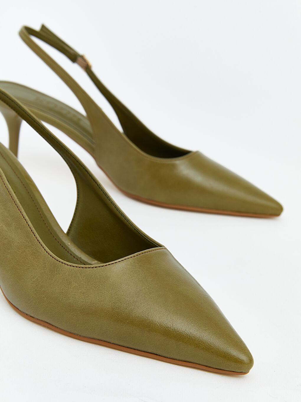 Yeşil Sivri Burun Kadın Topuklu Ayakkabı-2