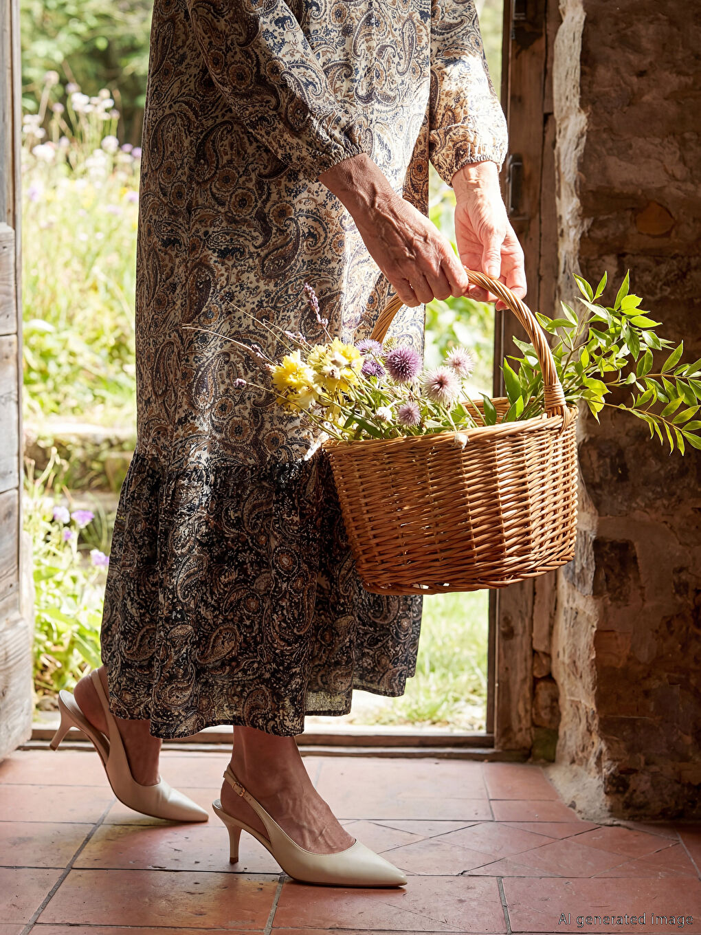 Bej Sivri Burun Kadın Topuklu Ayakkabı