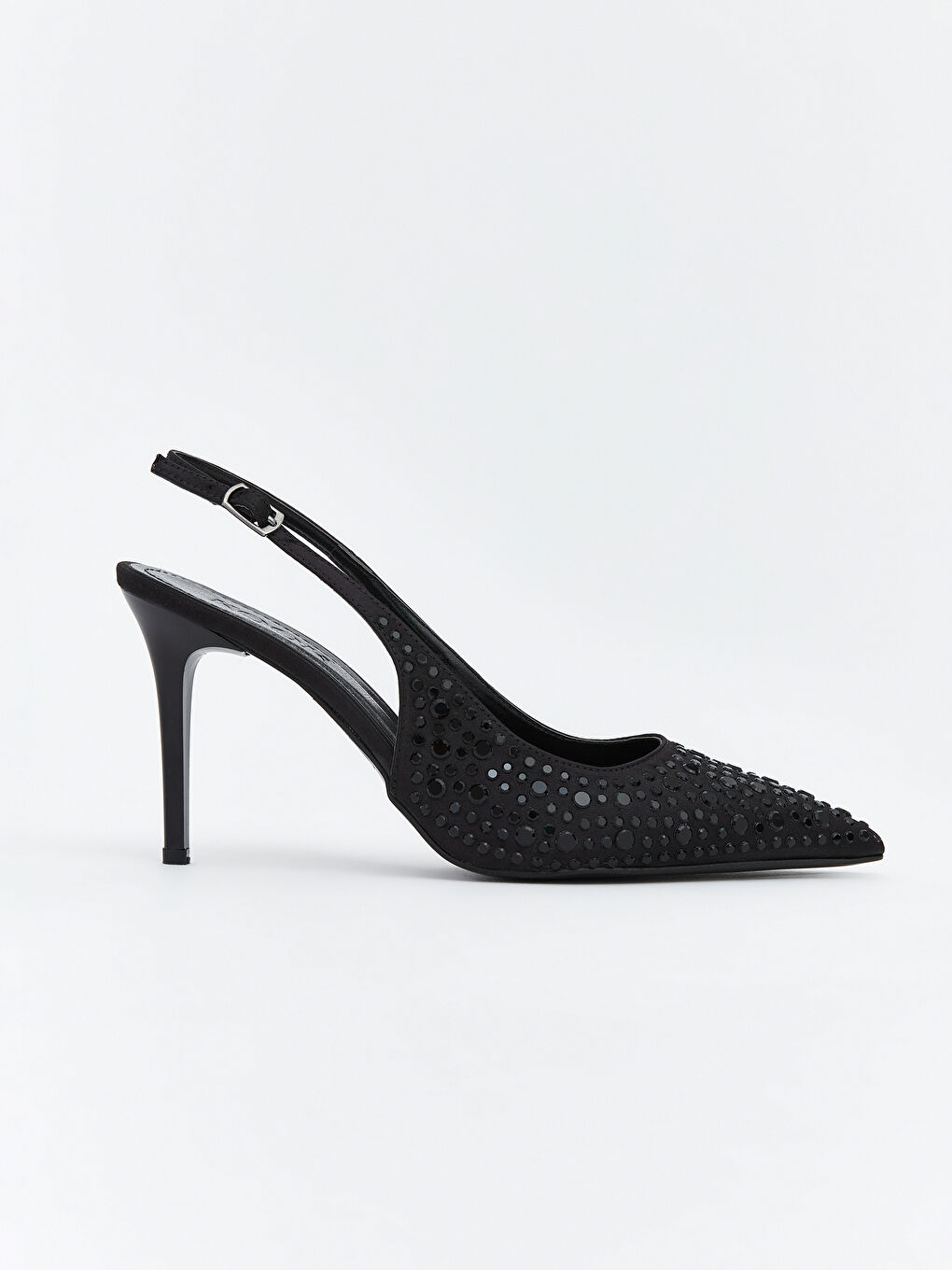 Siyah Sivri Burun Kadın Topuklu Ayakkabı-1