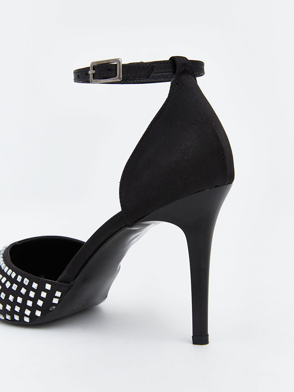 Siyah Taşlı Kadın Topuklu Ayakkabı-4