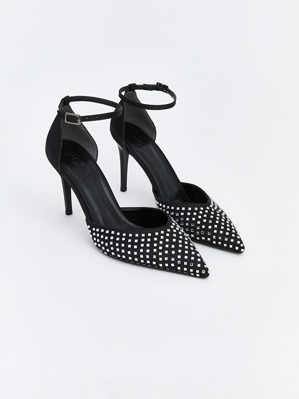 Siyah Taşlı Kadın Topuklu Ayakkabı