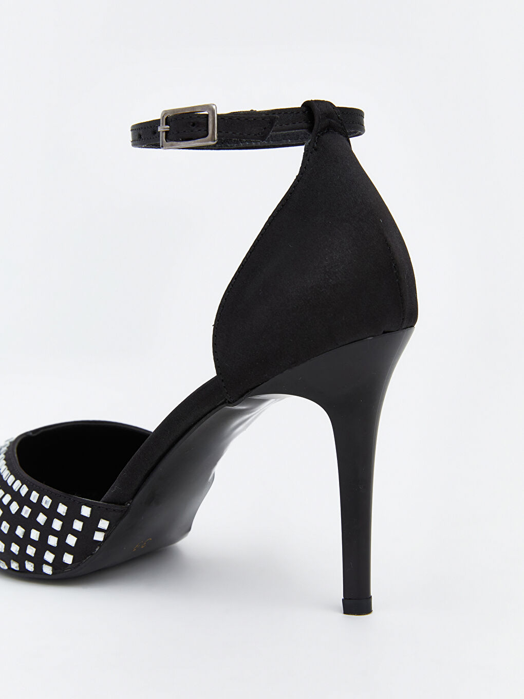 Siyah Taşlı Kadın Topuklu Ayakkabı-4