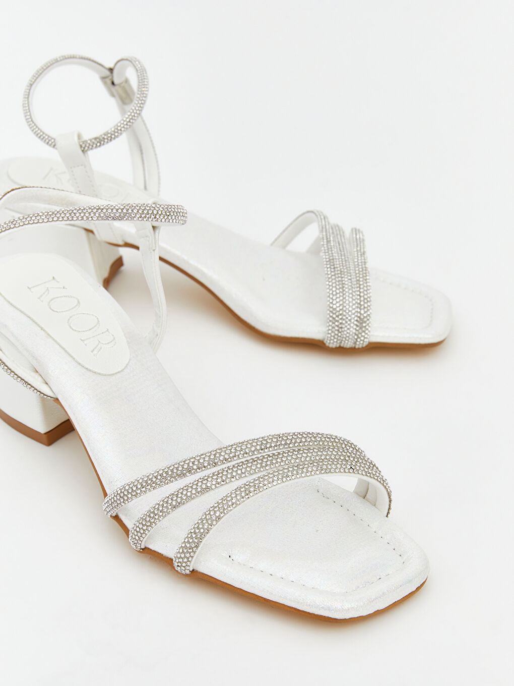 Beyaz Taşlı Kız Çocuk Topuklu Ayakkabı-2