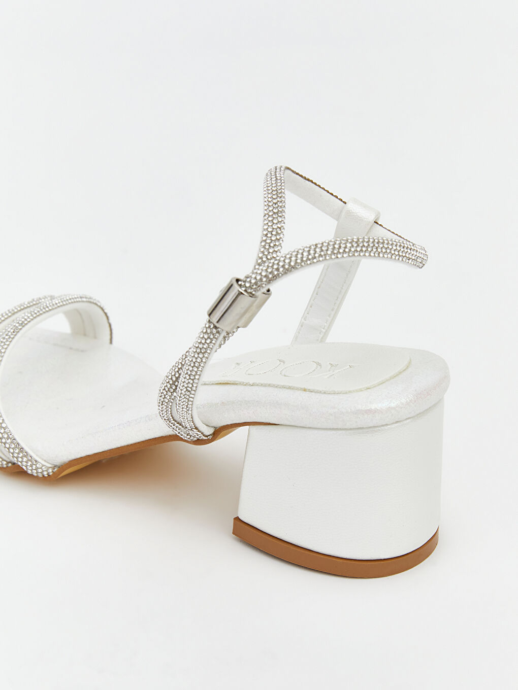 Beyaz Taşlı Kız Çocuk Topuklu Ayakkabı-4