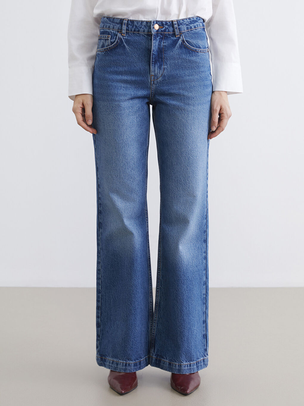 İndigo Flare Kadın Jean Pantolon-1