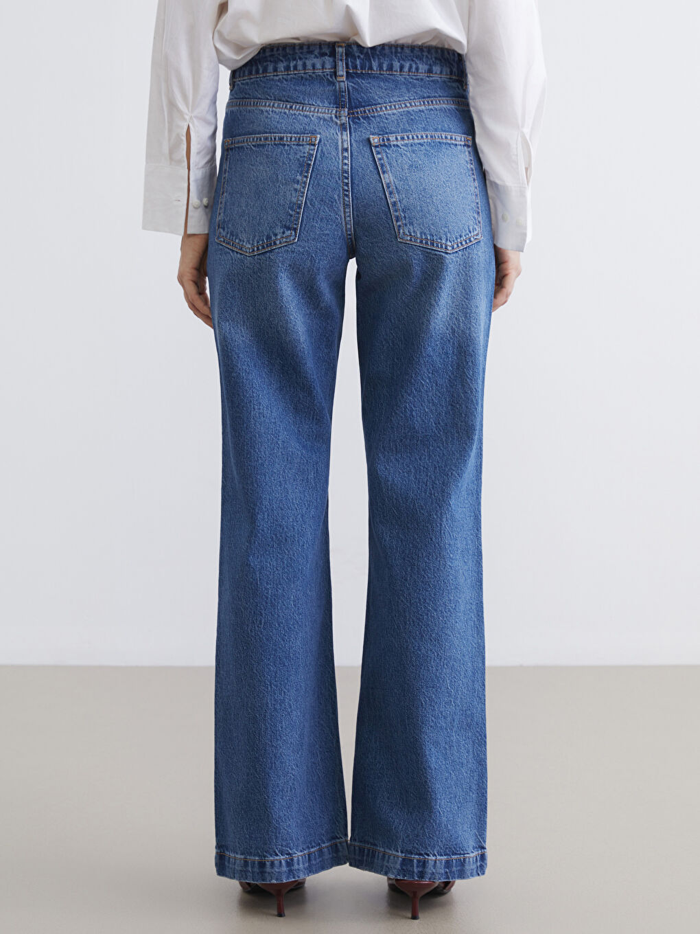 İndigo Flare Kadın Jean Pantolon-3