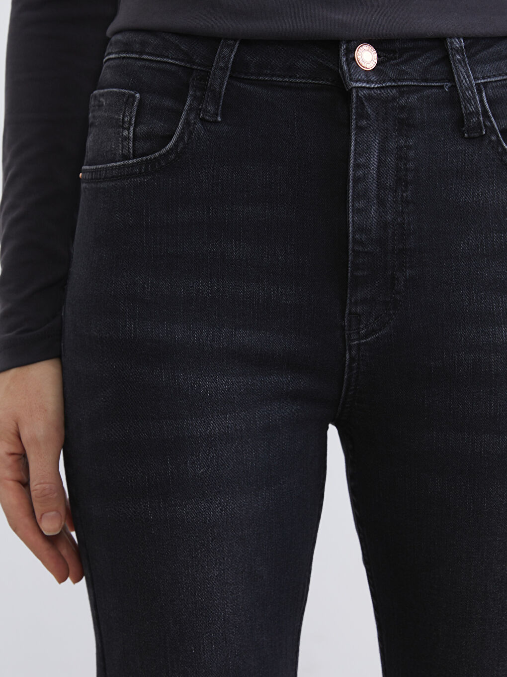 Siyah Flare Kadın Jean Pantolon-2