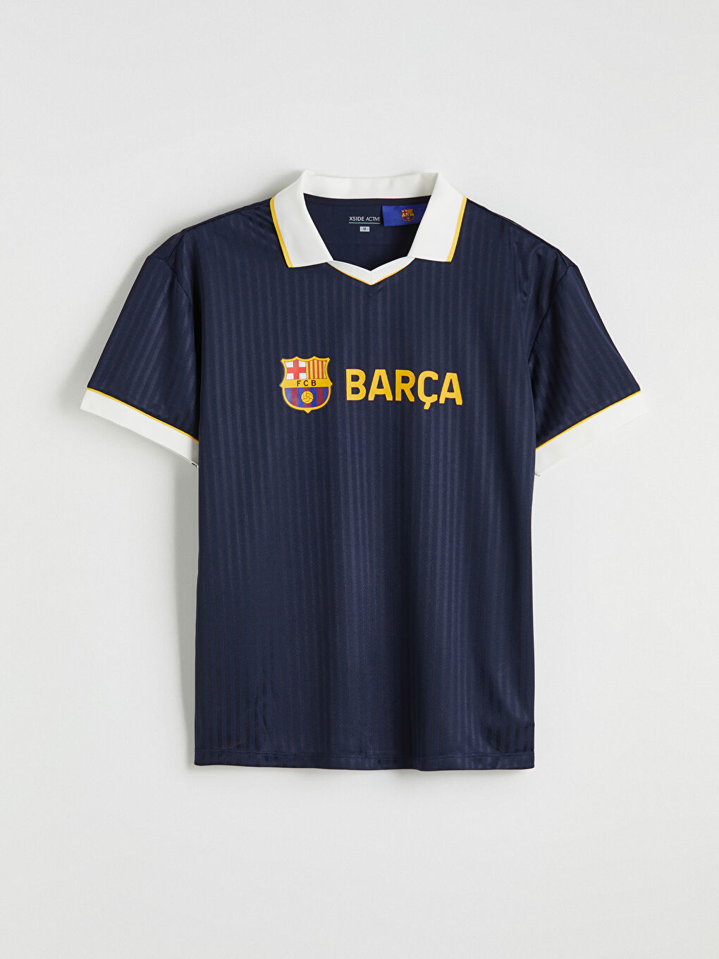 Lacivert Polo Yaka Barcelona Baskılı Erkek Spor Tişört-3