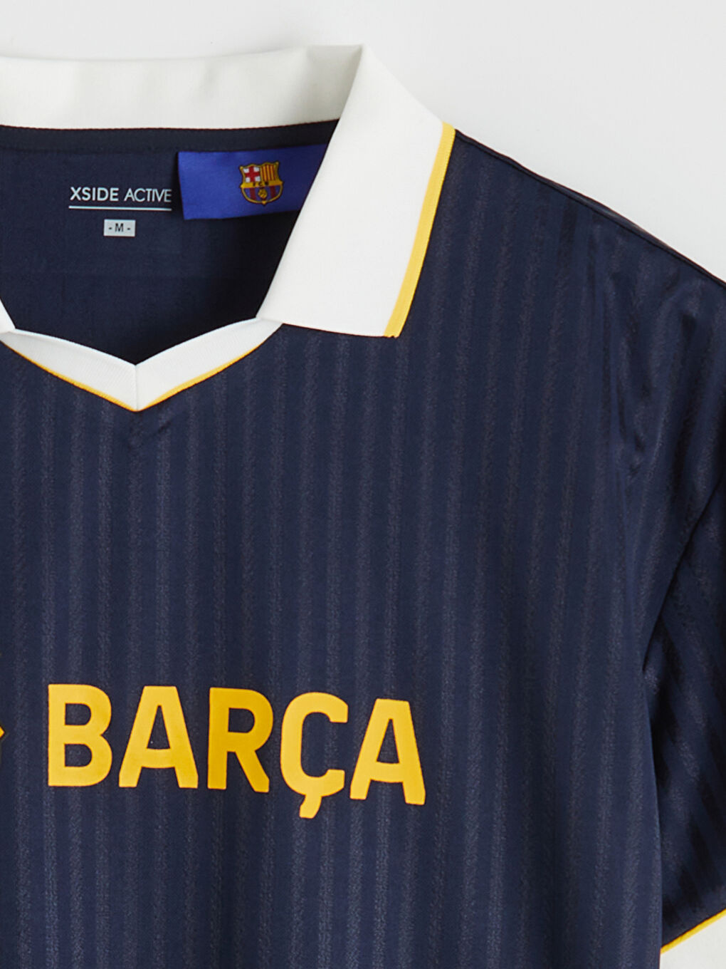 Lacivert Polo Yaka Barcelona Baskılı Erkek Spor Tişört-4
