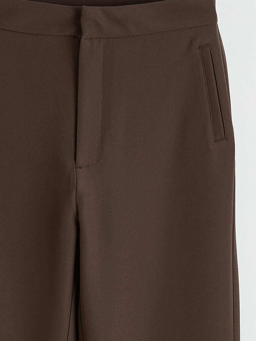 Kahverengi Beli Lastikli İspanyol Paça Kadın Pantolon-1