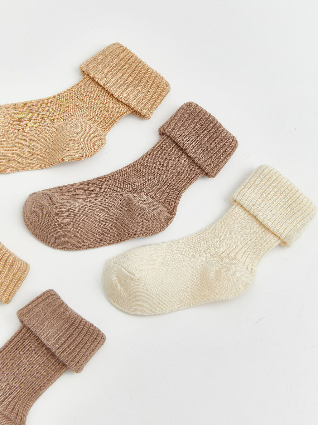 Bej Erkek Bebek Soket Çorap 5'li-1