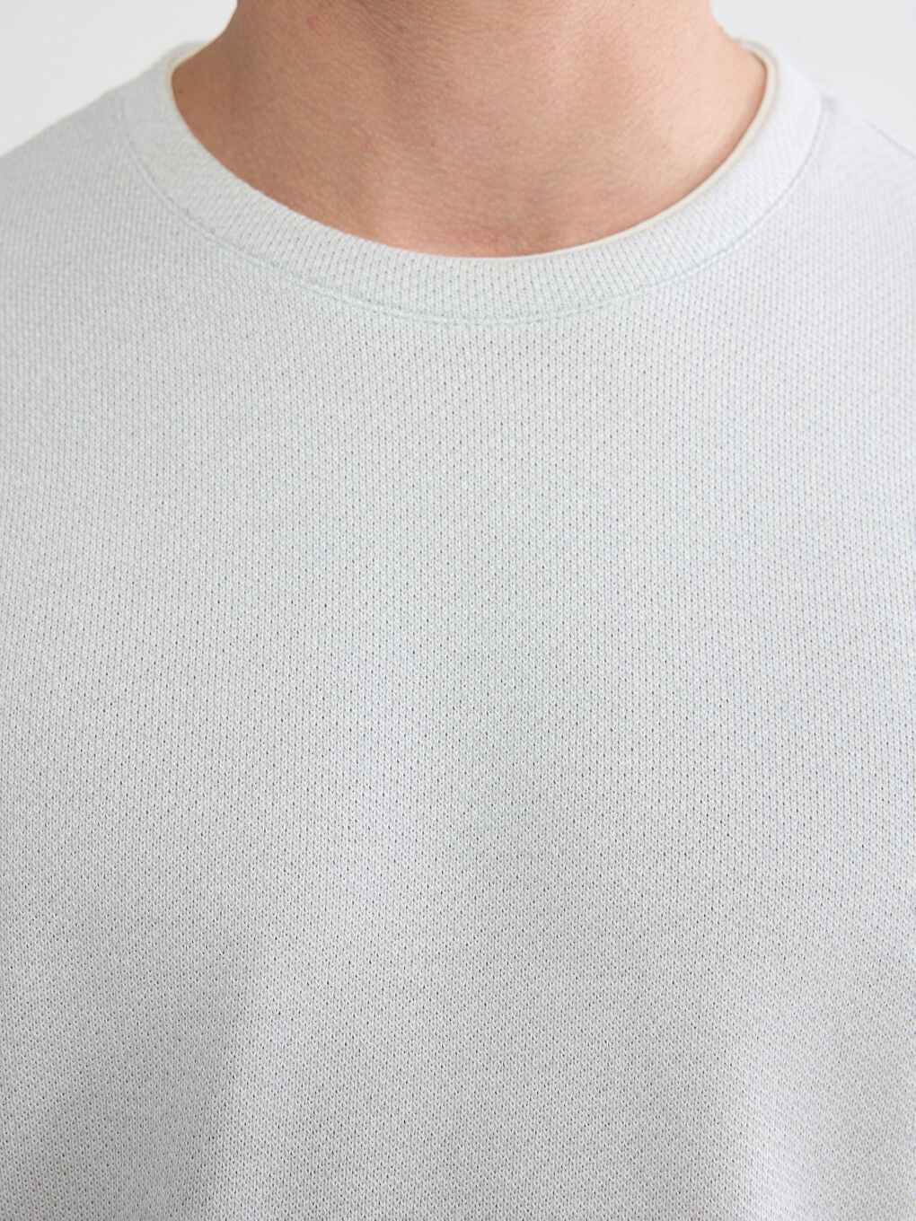 Gri Bisiklet Yaka Erkek Sweatshirt-2