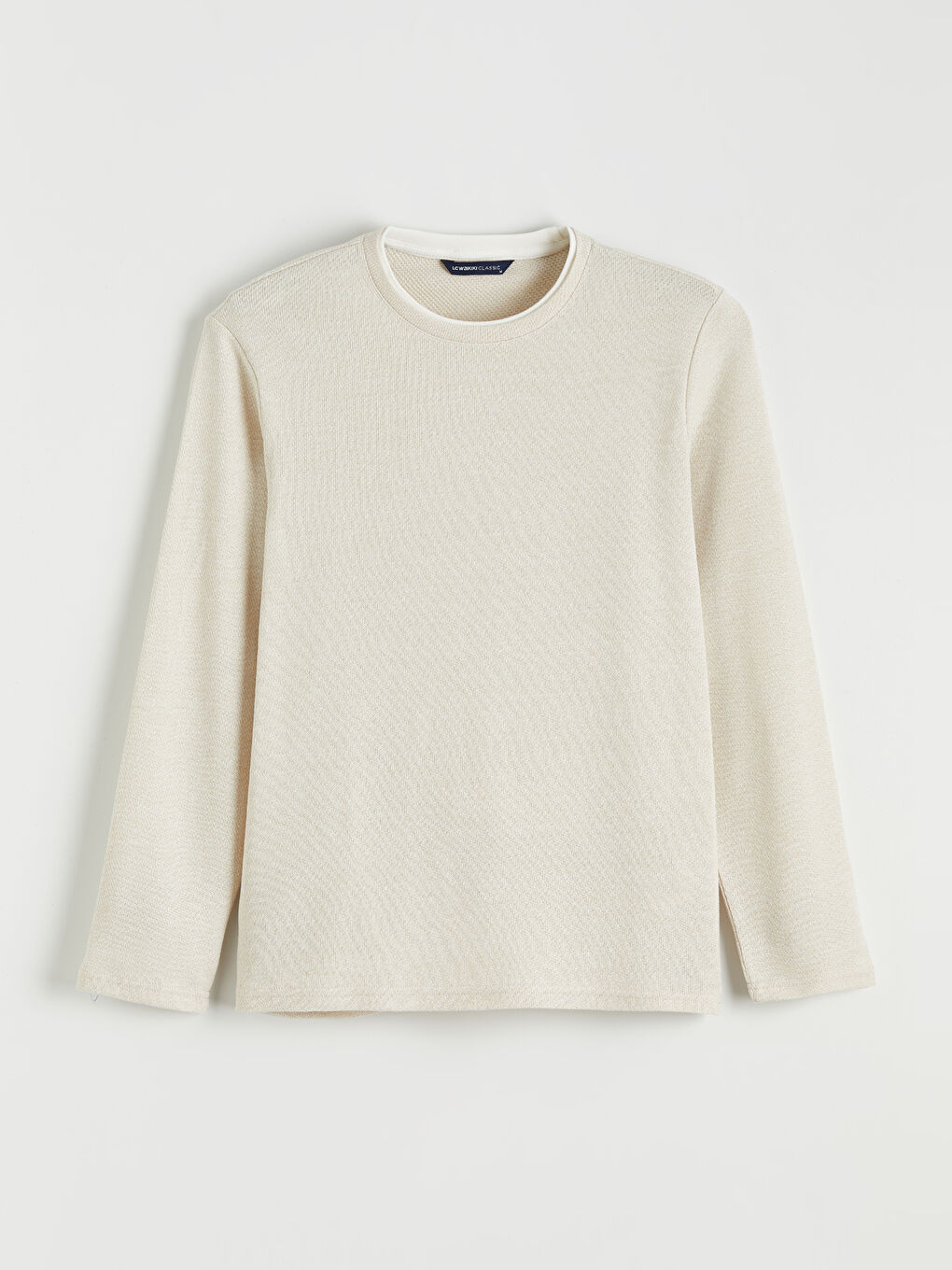 Bej Regular Fit Bisiklet Yaka Erkek Sweatshirt-4