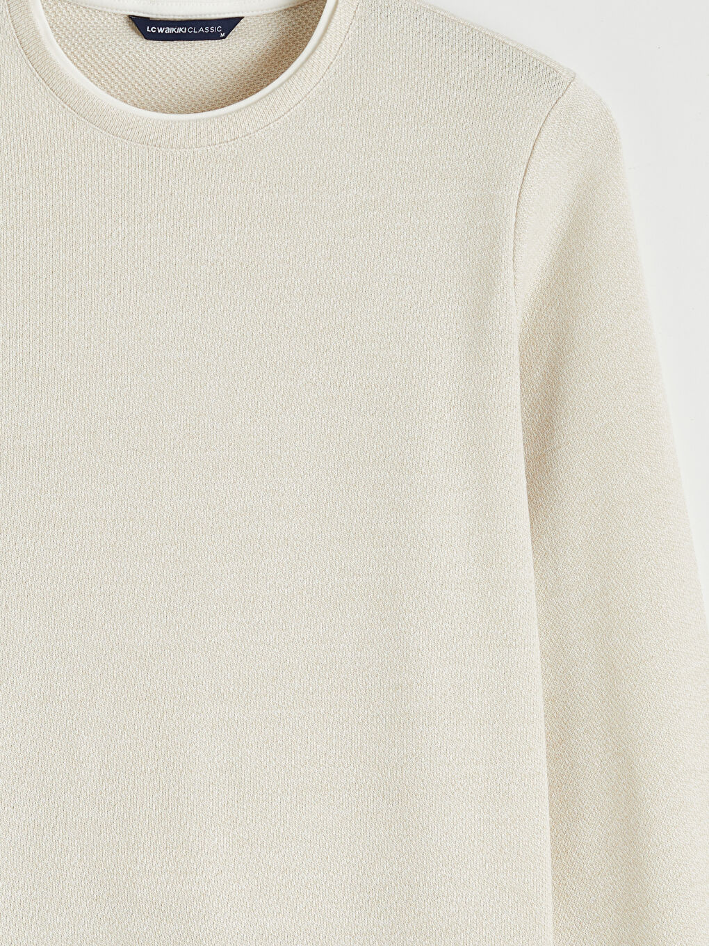 Bej Regular Fit Bisiklet Yaka Erkek Sweatshirt-5