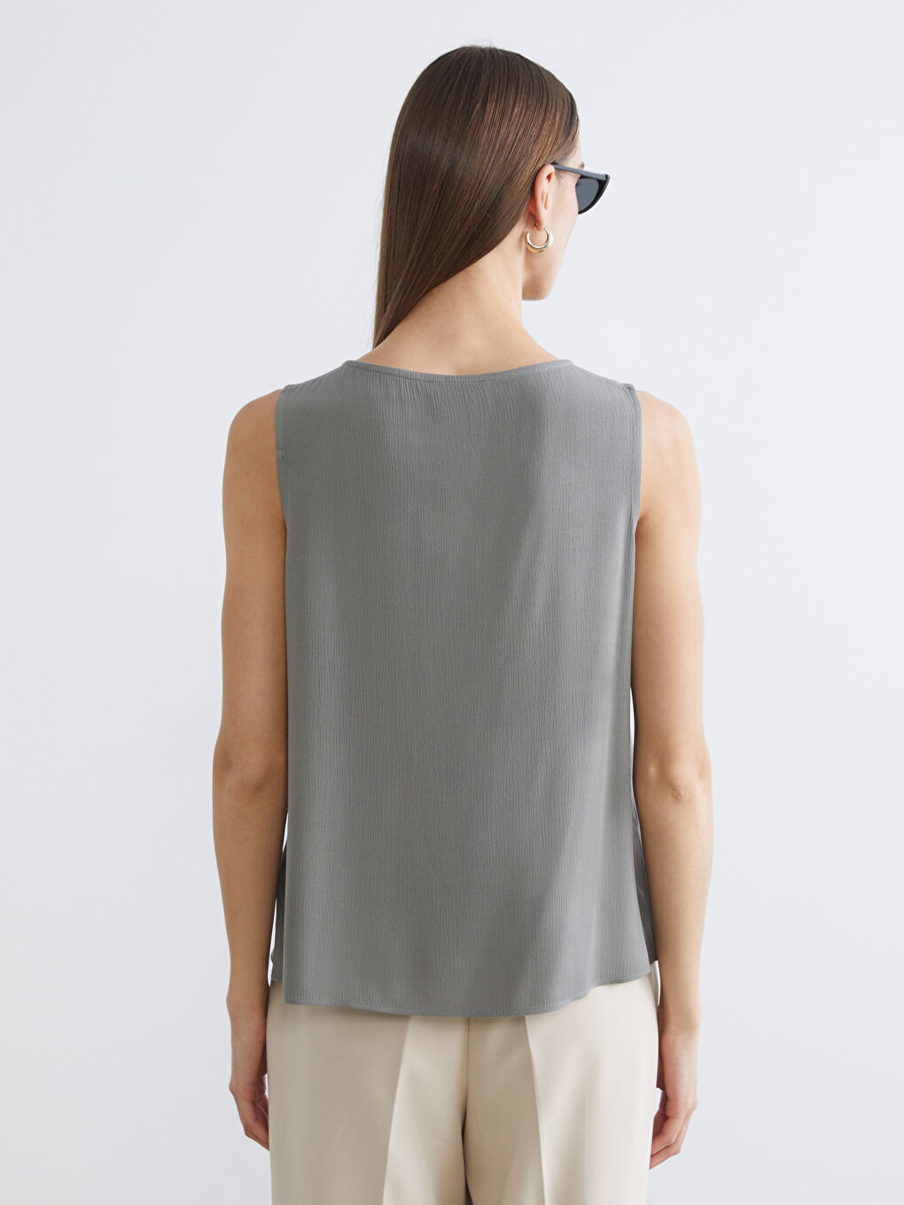 Haki V Yaka Dokulu Bluz-3