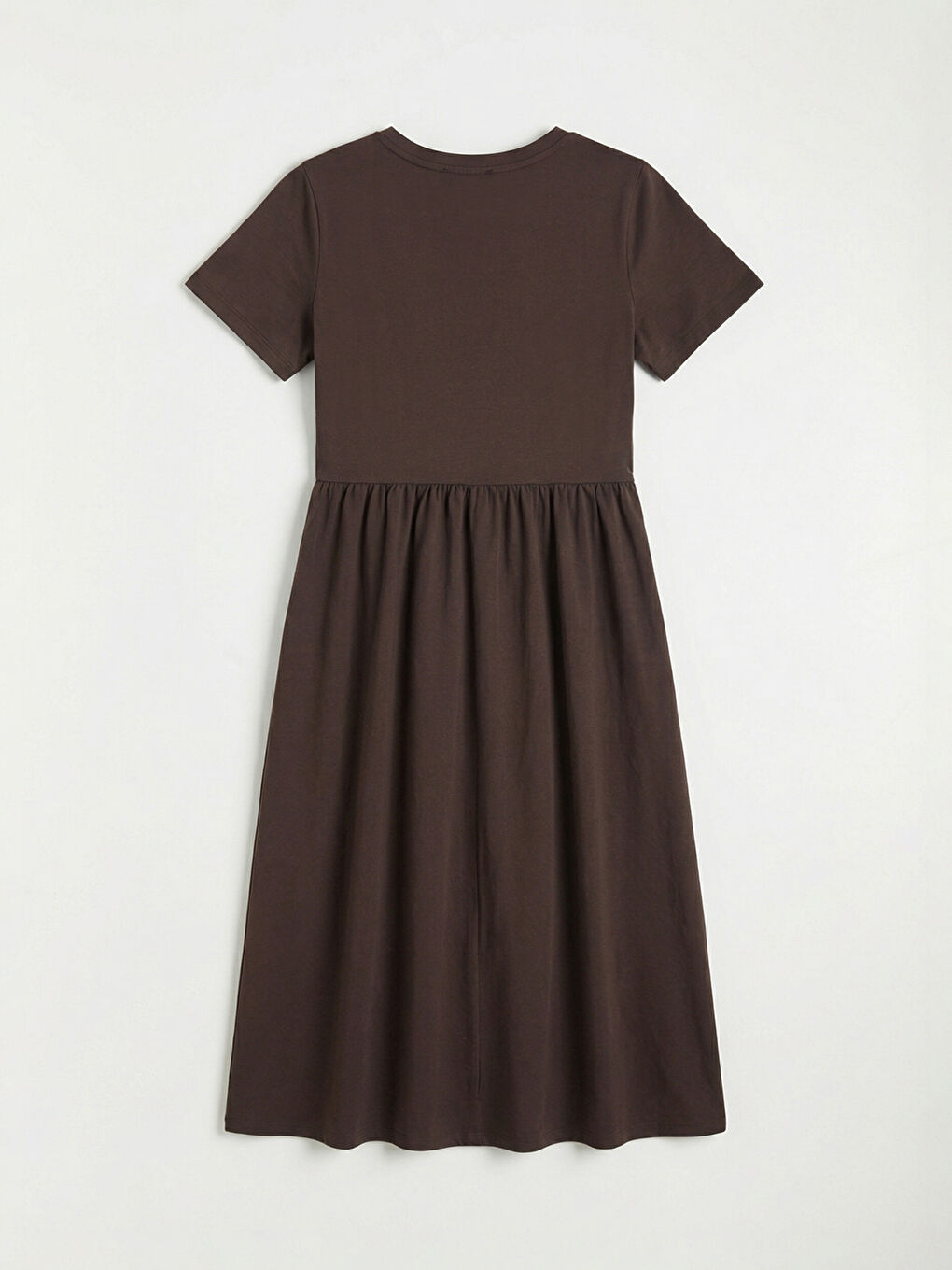 Kahverengi Bisiklet Yaka Belden Oturtmalı Elbise-5