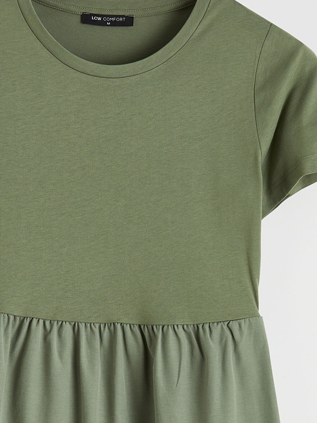 Haki Bisiklet Yaka Belden Oturtmalı Elbise-2