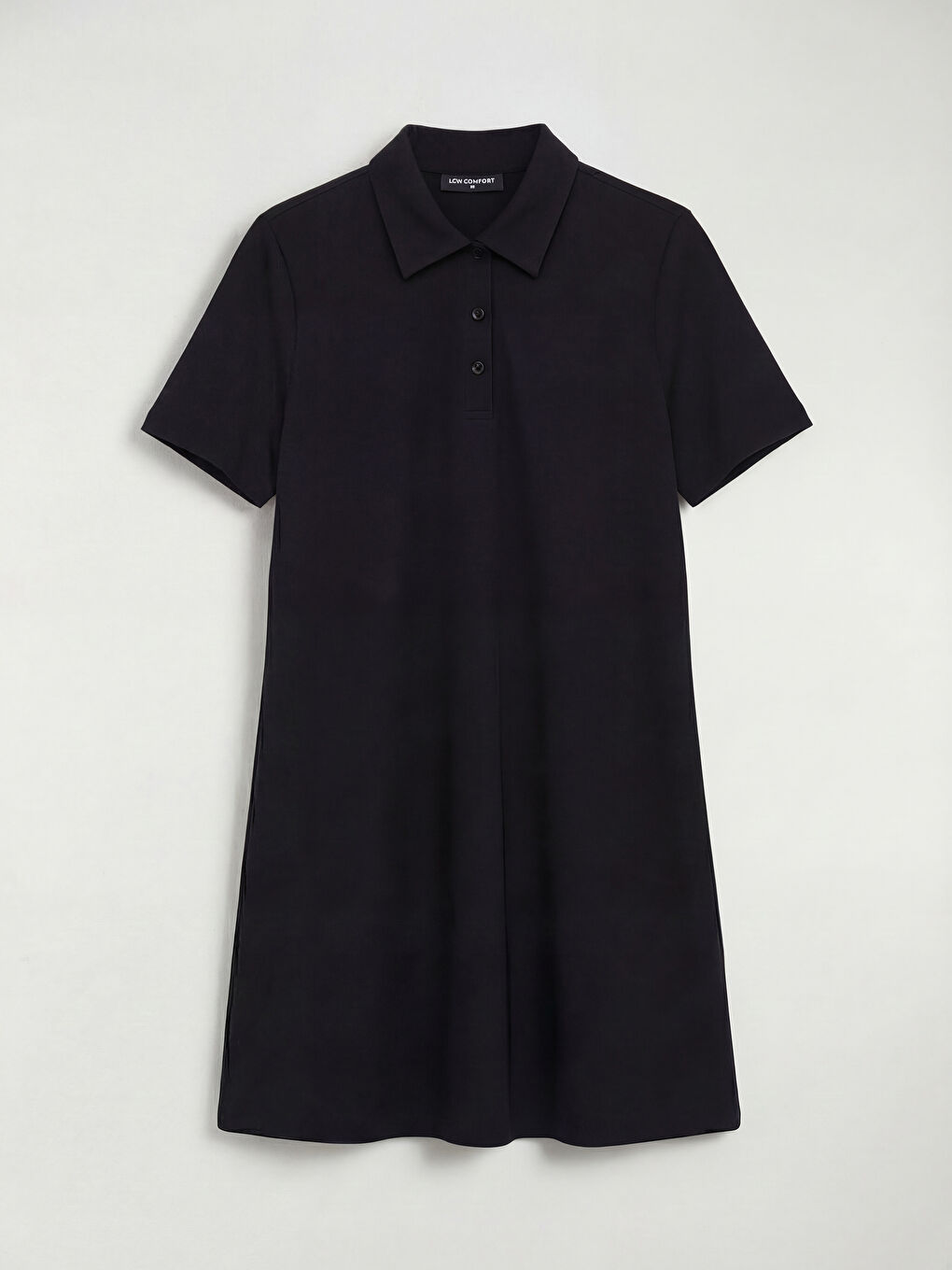 Siyah Gömlek Yaka Mini Elbise