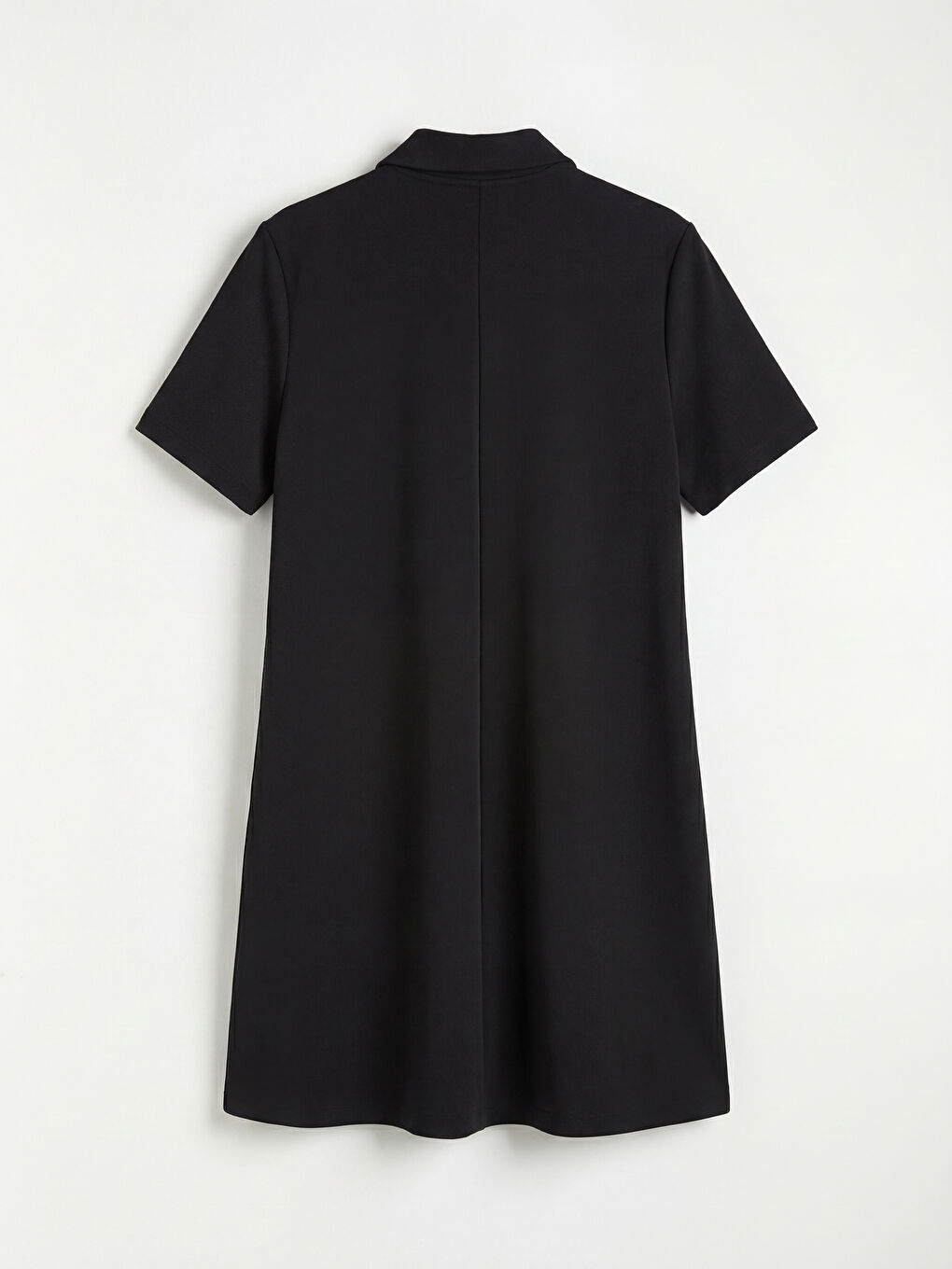 Siyah Gömlek Yaka Mini Elbise-1