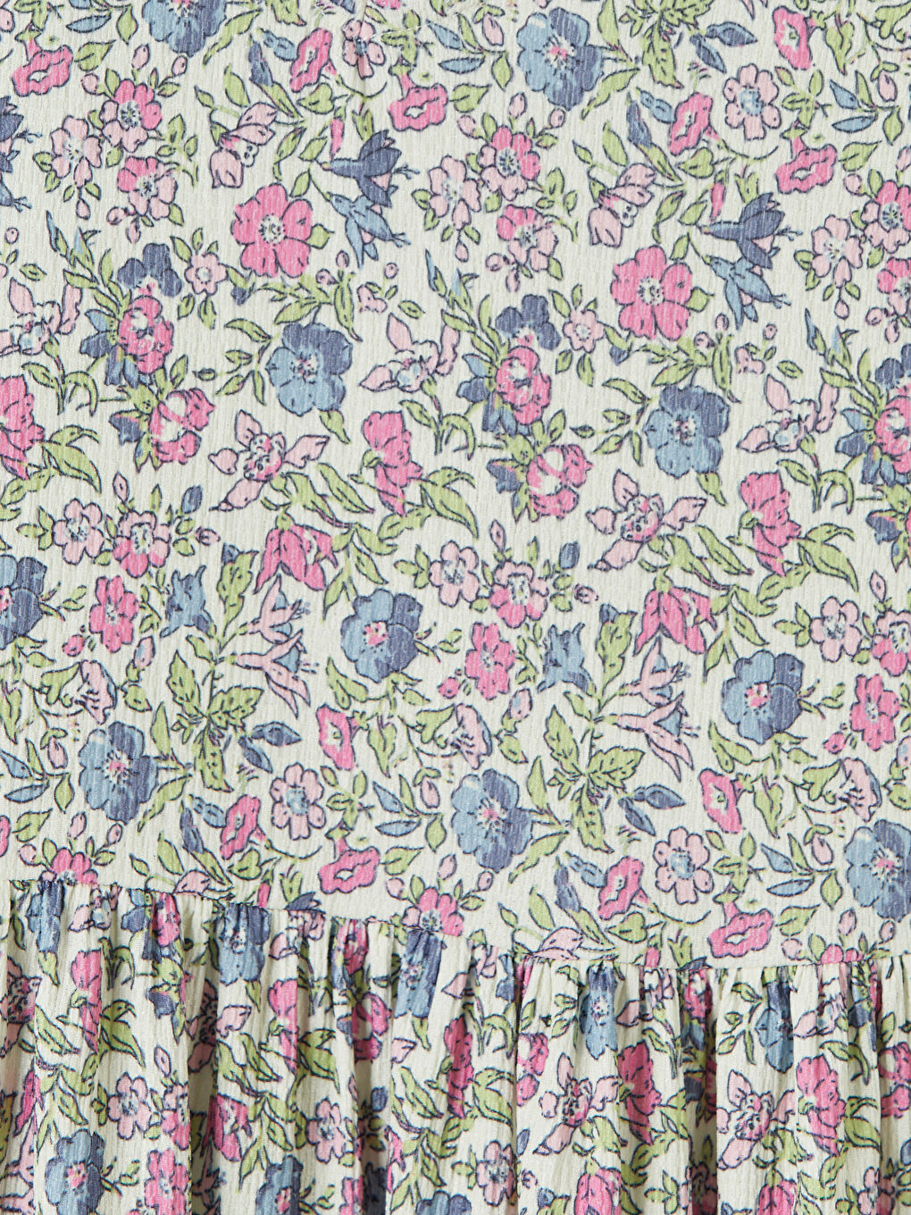 Karışık V Yaka Çiçekli Balon Kollu Katkat Elbise-2