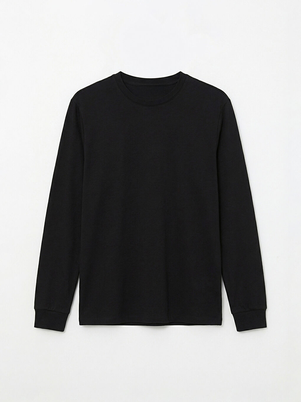 Siyah Bisiklet Yaka Uzun Kollu Erkek Tişört