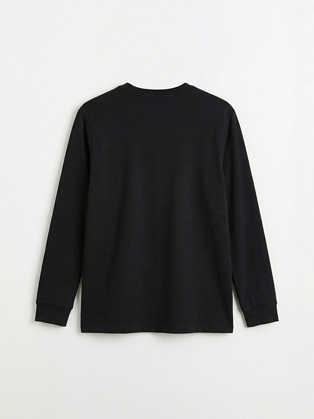 Siyah Bisiklet Yaka Uzun Kollu Erkek Tişört-1