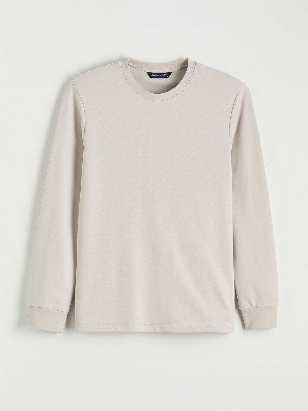 Gri Bisiklet Yaka Uzun Kollu Erkek Tişört