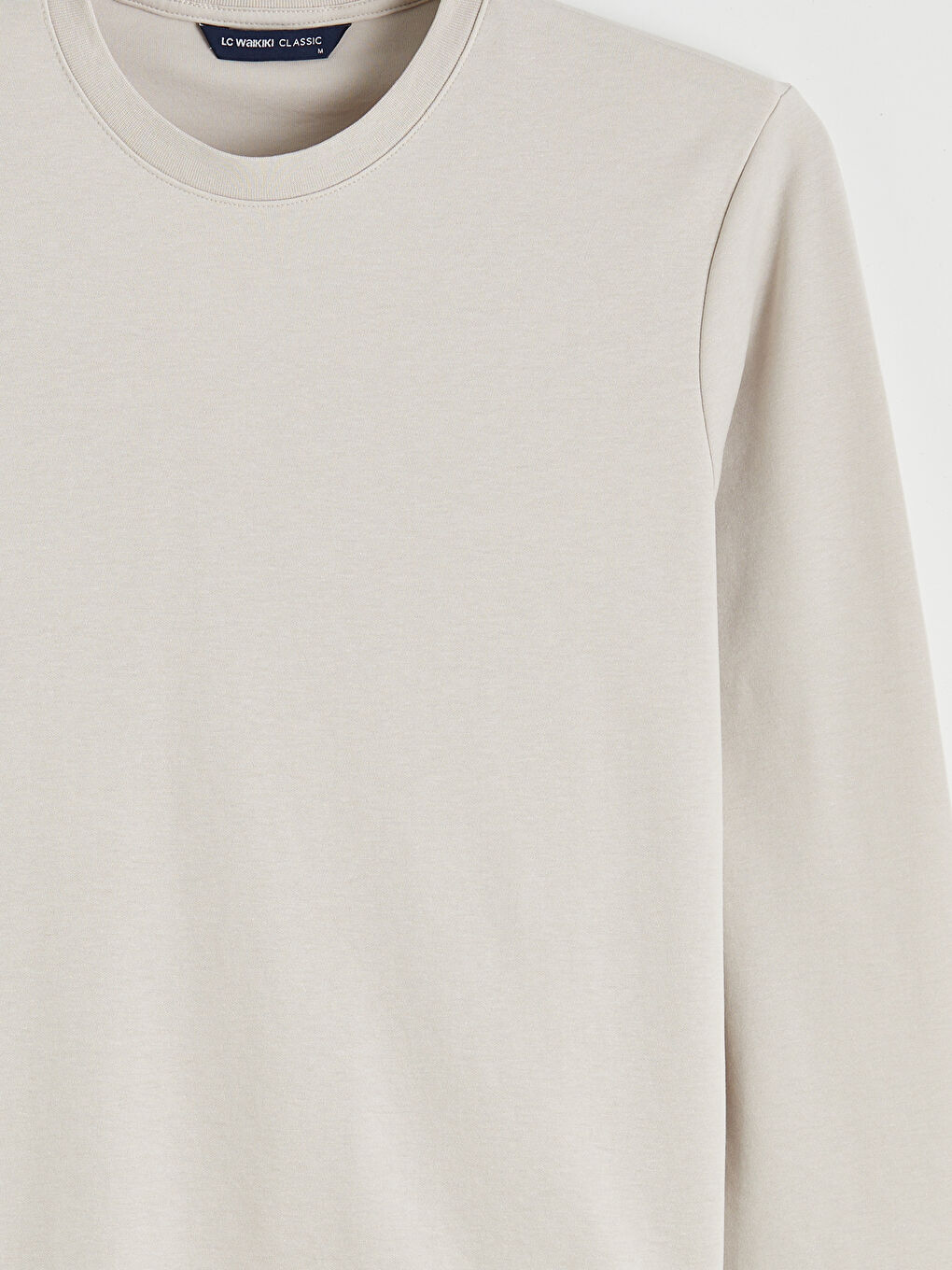 Gri Bisiklet Yaka Uzun Kollu Erkek Tişört-1