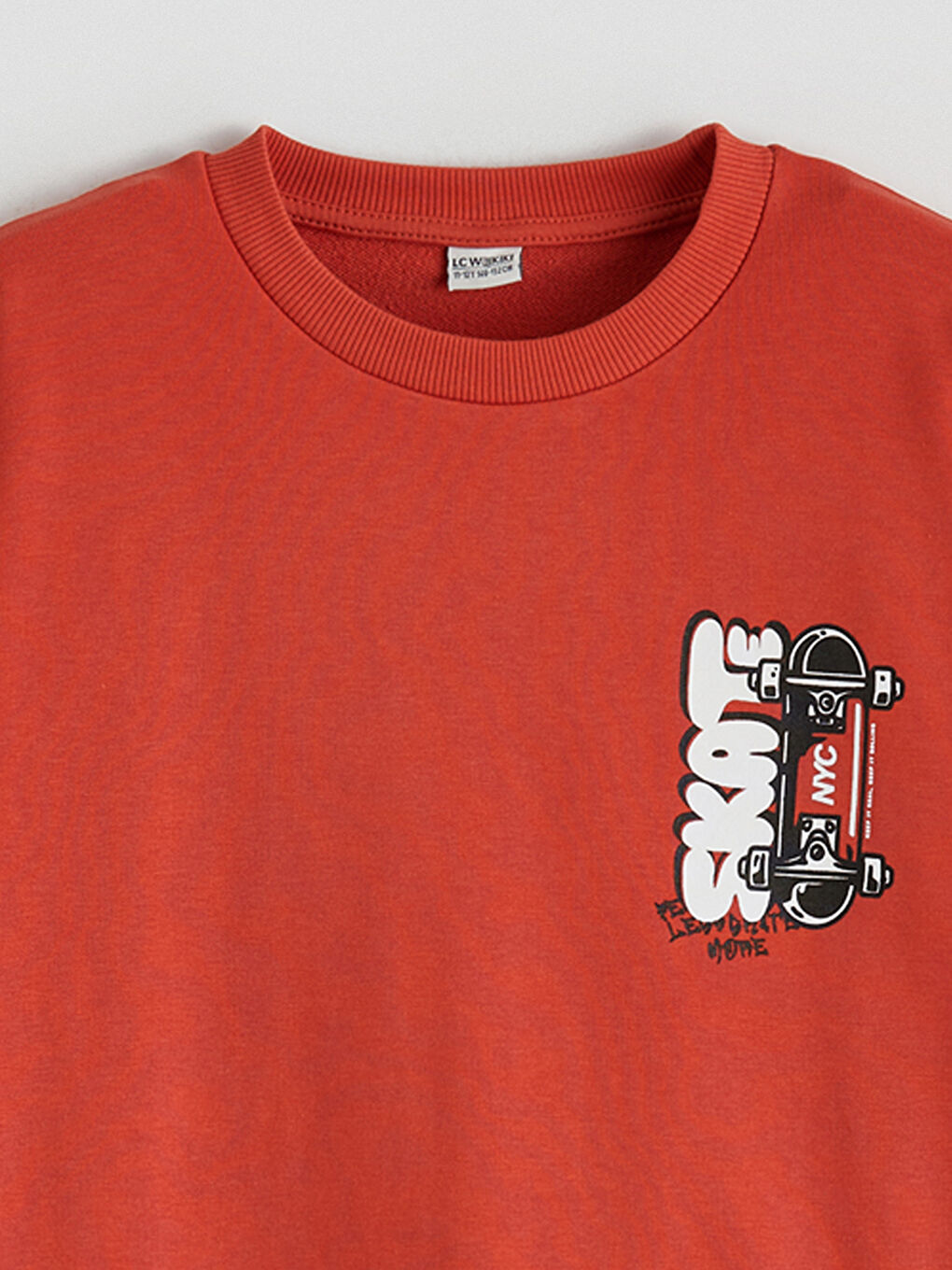 Kırmızı Baskılı Erkek Çocuk Kalın Sweatshirt-1