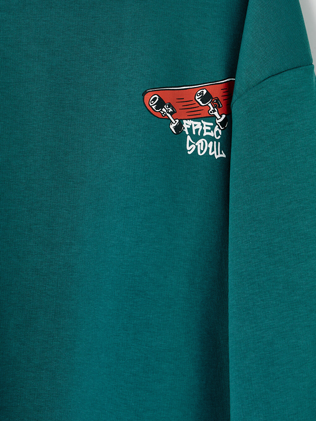 Petrol Bisiklet Yaka Baskılı Erkek Çocuk Sweatshirt-2