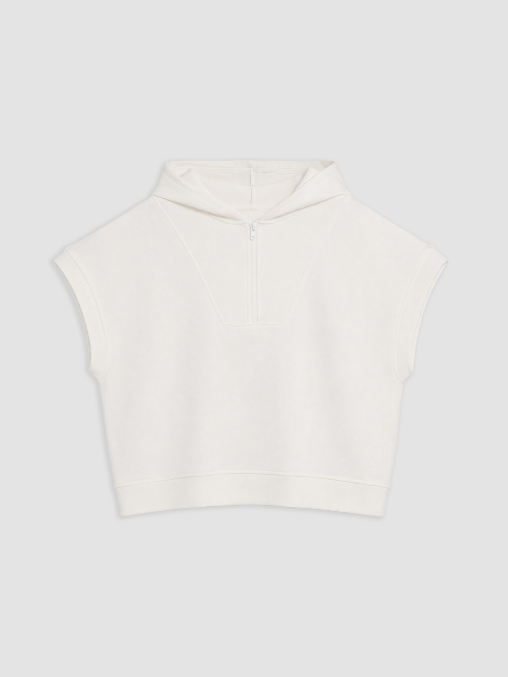 Beyaz Kapüşonlu Soft Touch Kadın Spor Sweatshirt