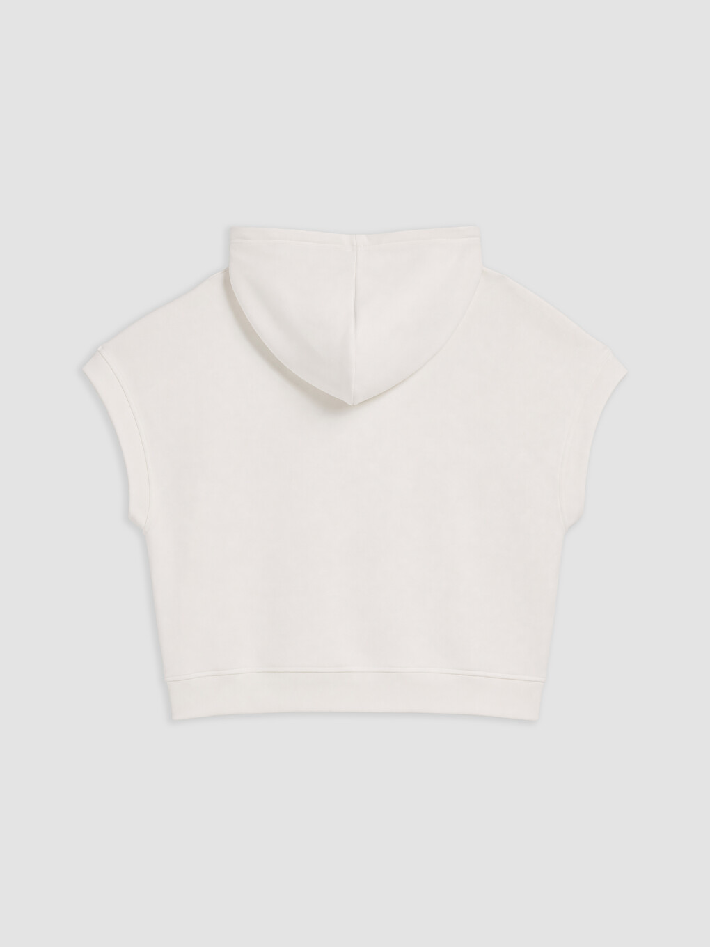Beyaz Kapüşonlu Soft Touch Kadın Spor Sweatshirt-1
