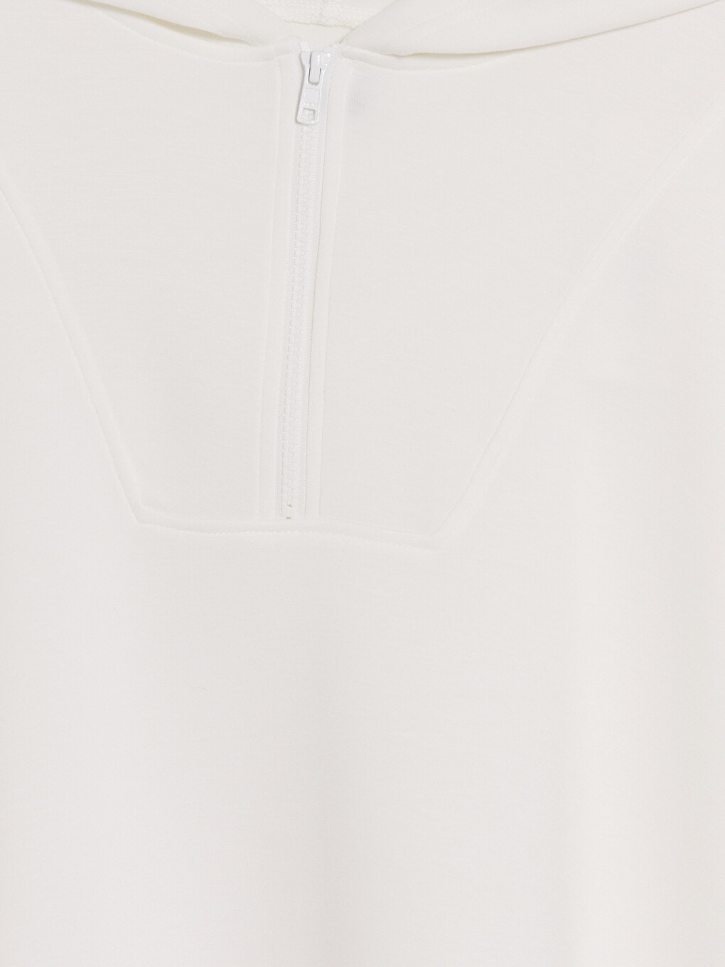 Beyaz Kapüşonlu Soft Touch Kadın Spor Sweatshirt-2