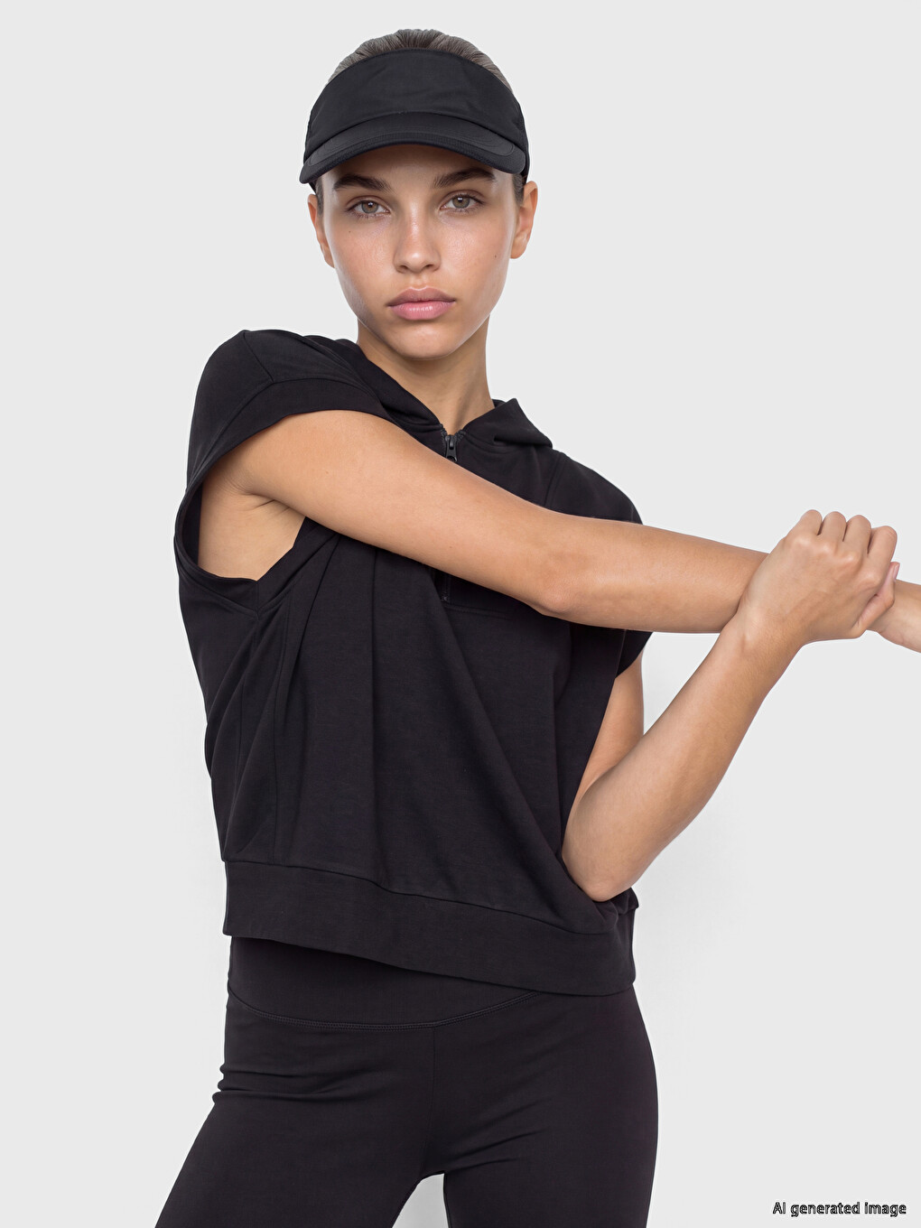 Siyah Kapüşonlu Soft Touch Kadın Spor Sweatshirt