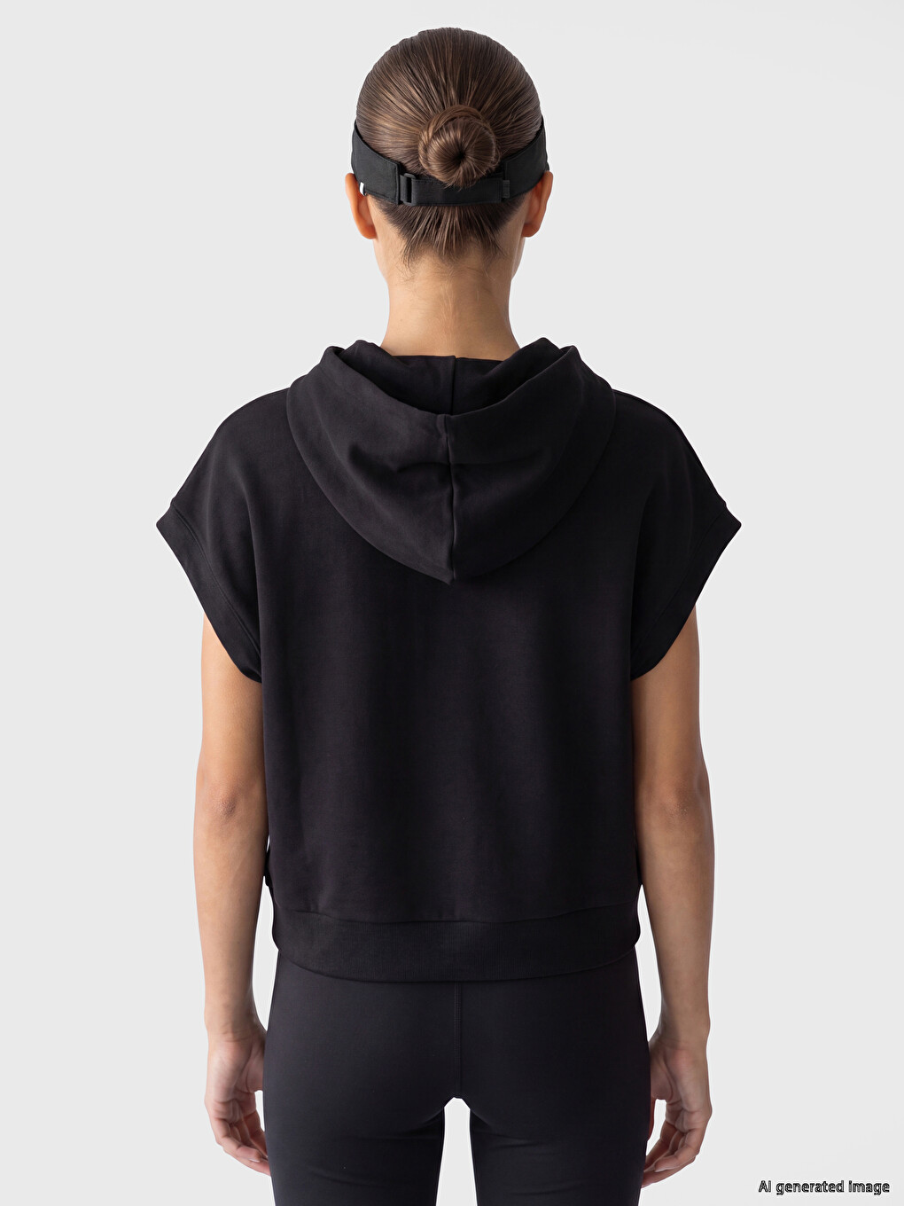 Siyah Kapüşonlu Soft Touch Kadın Spor Sweatshirt-3