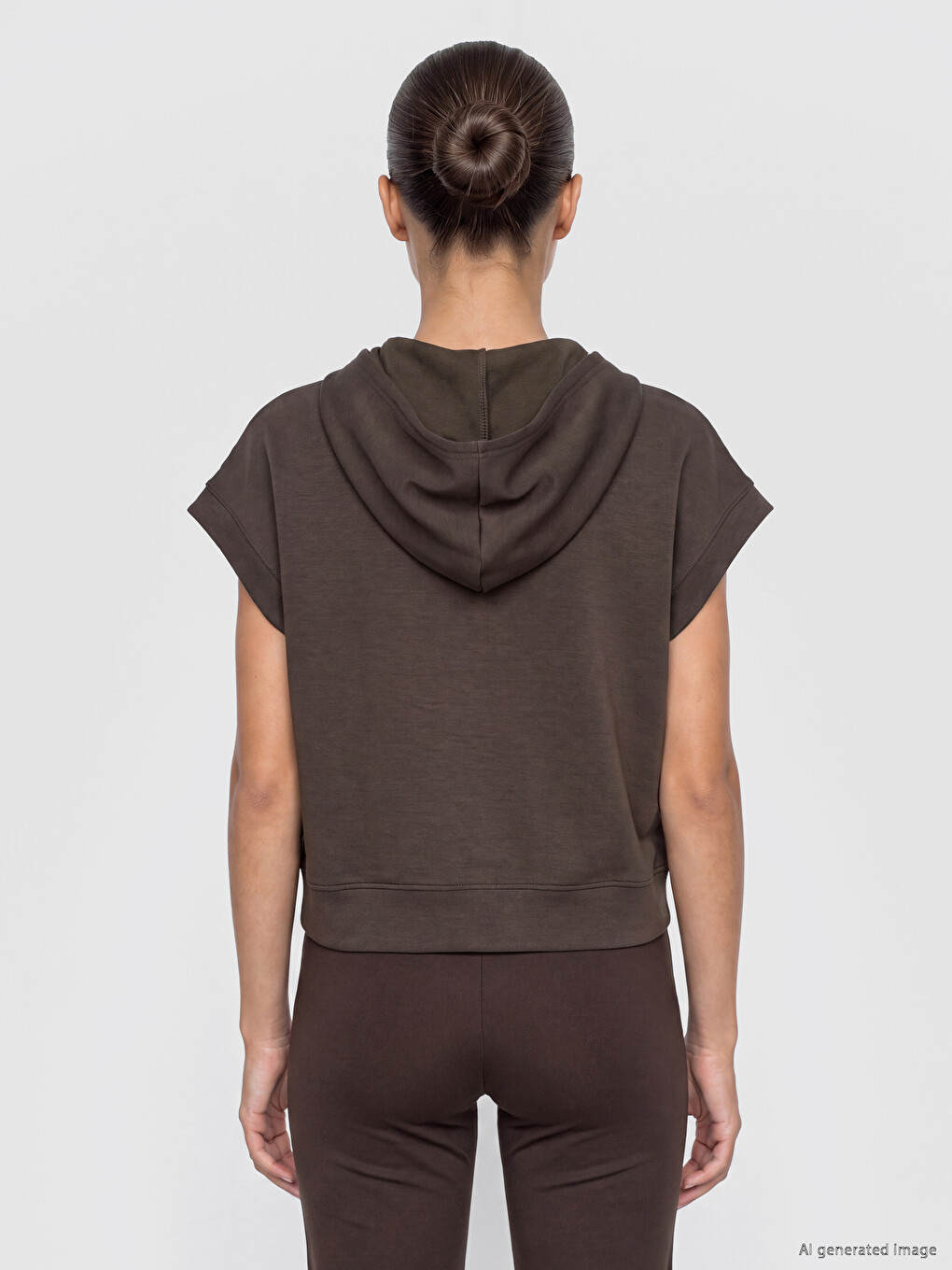 Haki Kapüşonlu Soft Touch Kadın Spor Sweatshirt-3