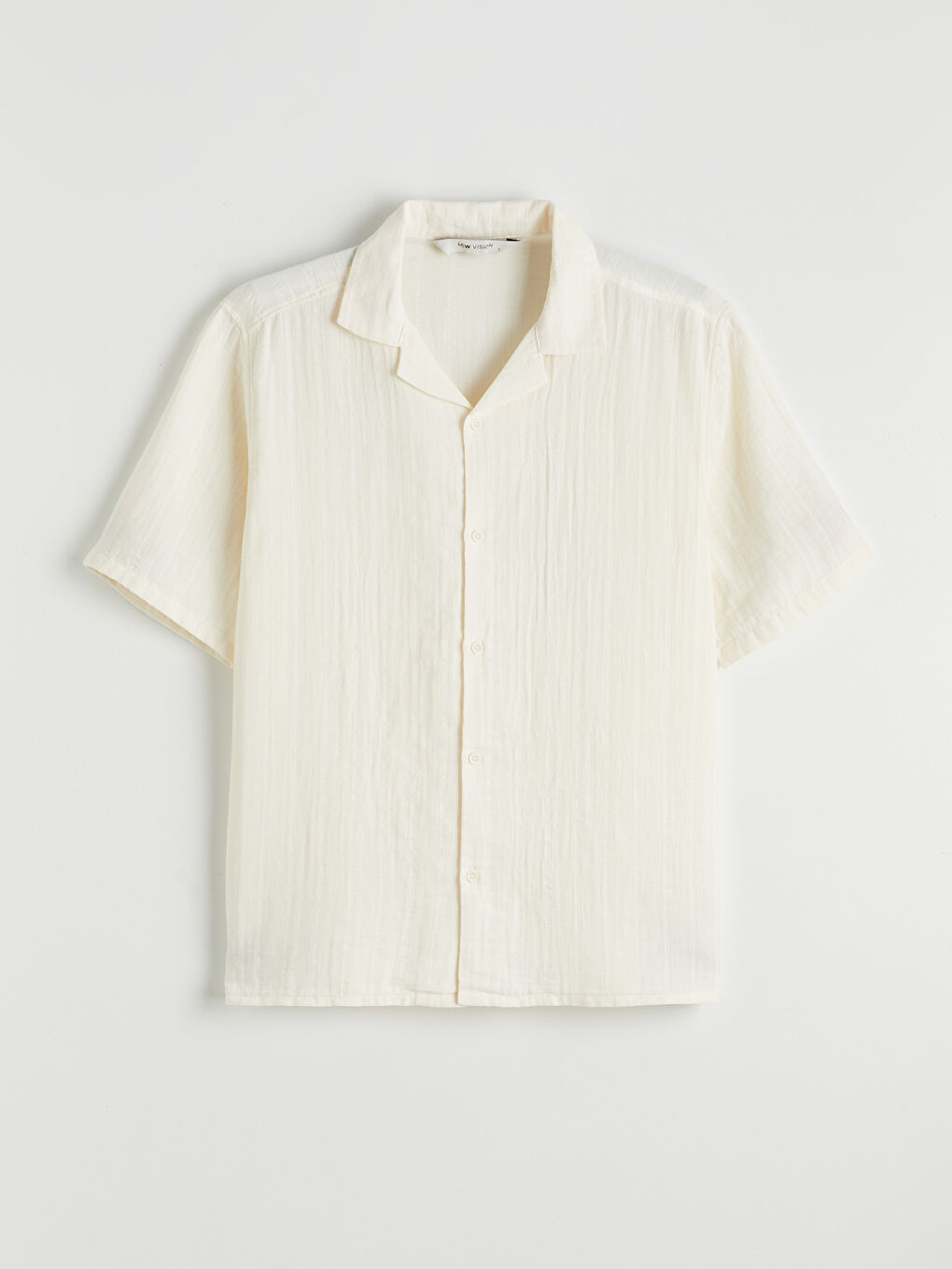 Ekru Regular Fit Kısa Kollu Müslin Erkek Gömlek	