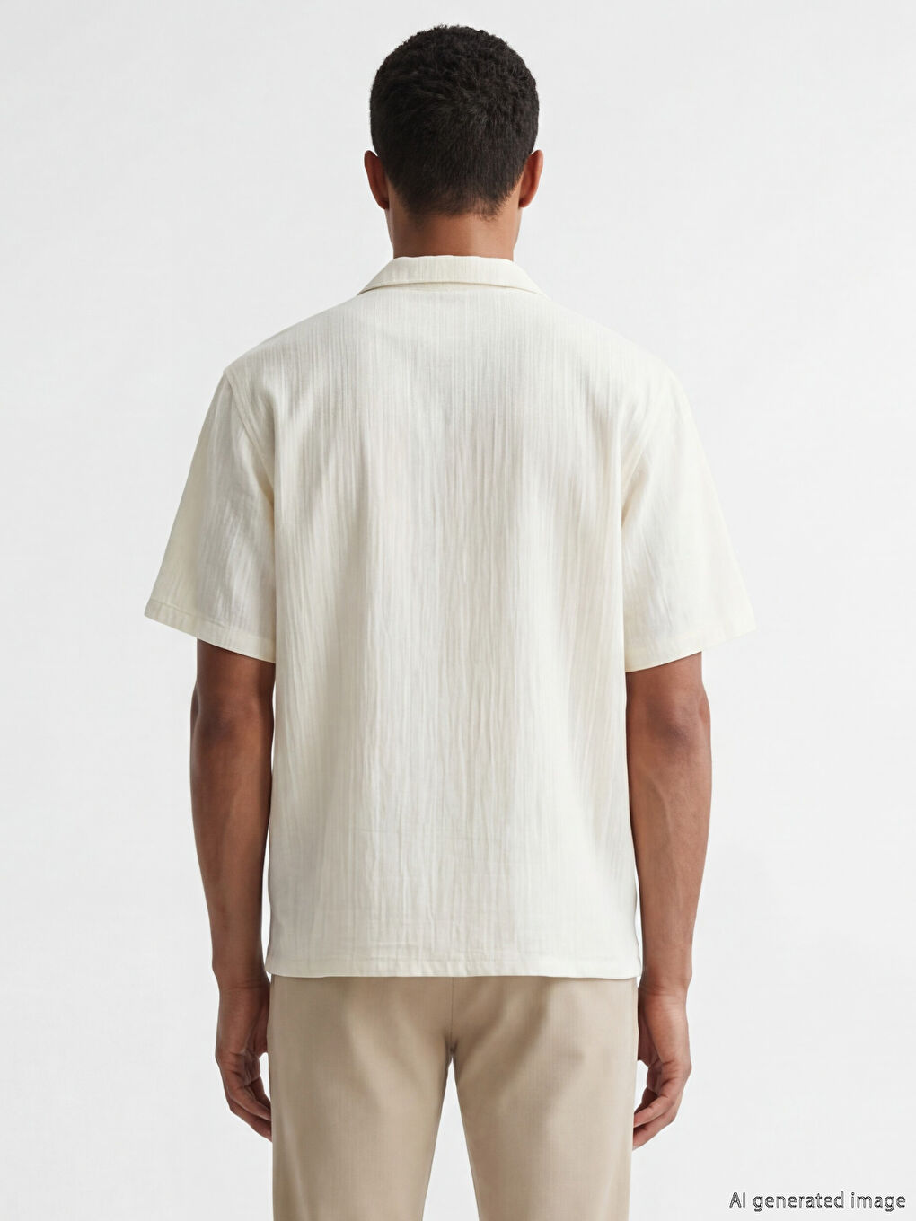 Ekru Regular Fit Kısa Kollu Müslin Erkek Gömlek	-3