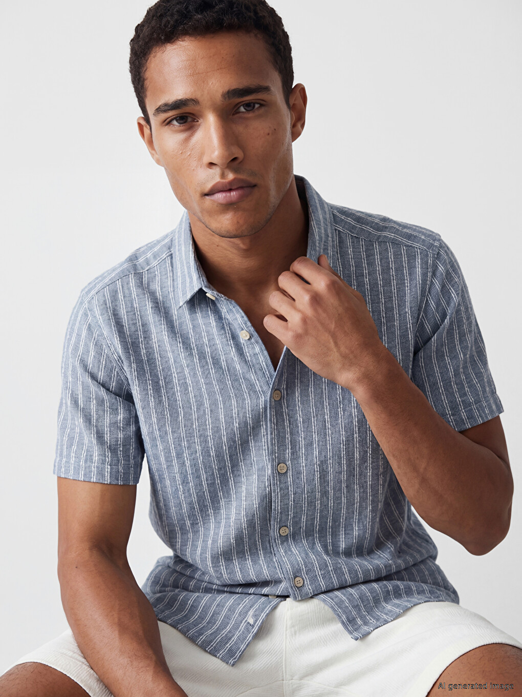 Regular Fit Striped Linen-Look Men's Shirt-1