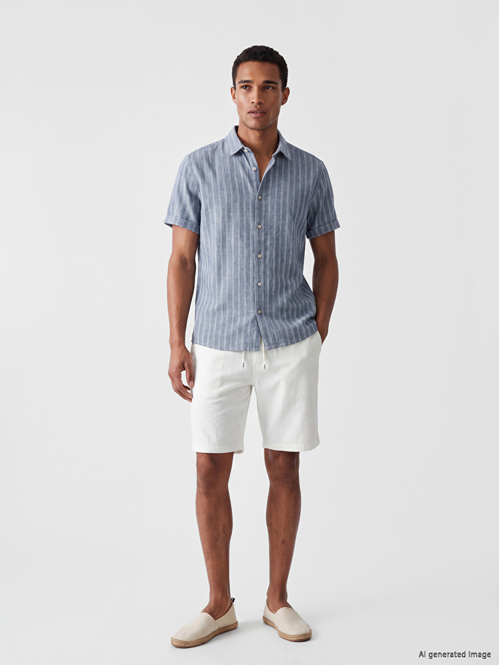 Regular Fit Striped Linen-Look Men's Shirt-2
