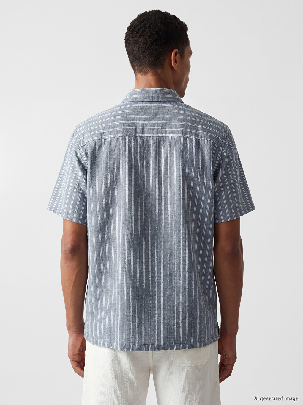 Regular Fit Striped Linen-Look Men's Shirt-4